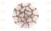 Table en calcite blanche avec cristaux rouges